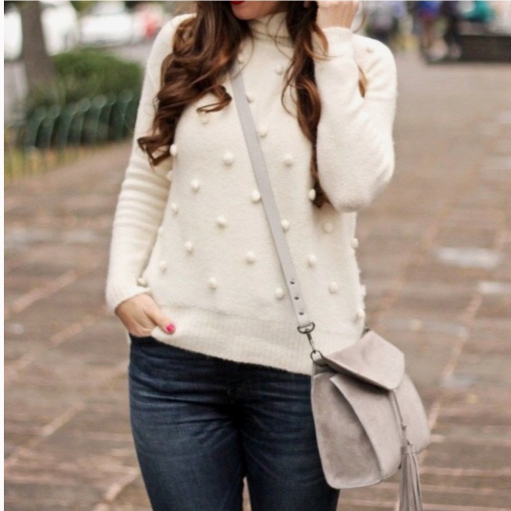 Madewell Snowglobe Bobble Turtleneck Wool blend Oversized Sweater Ivory XS